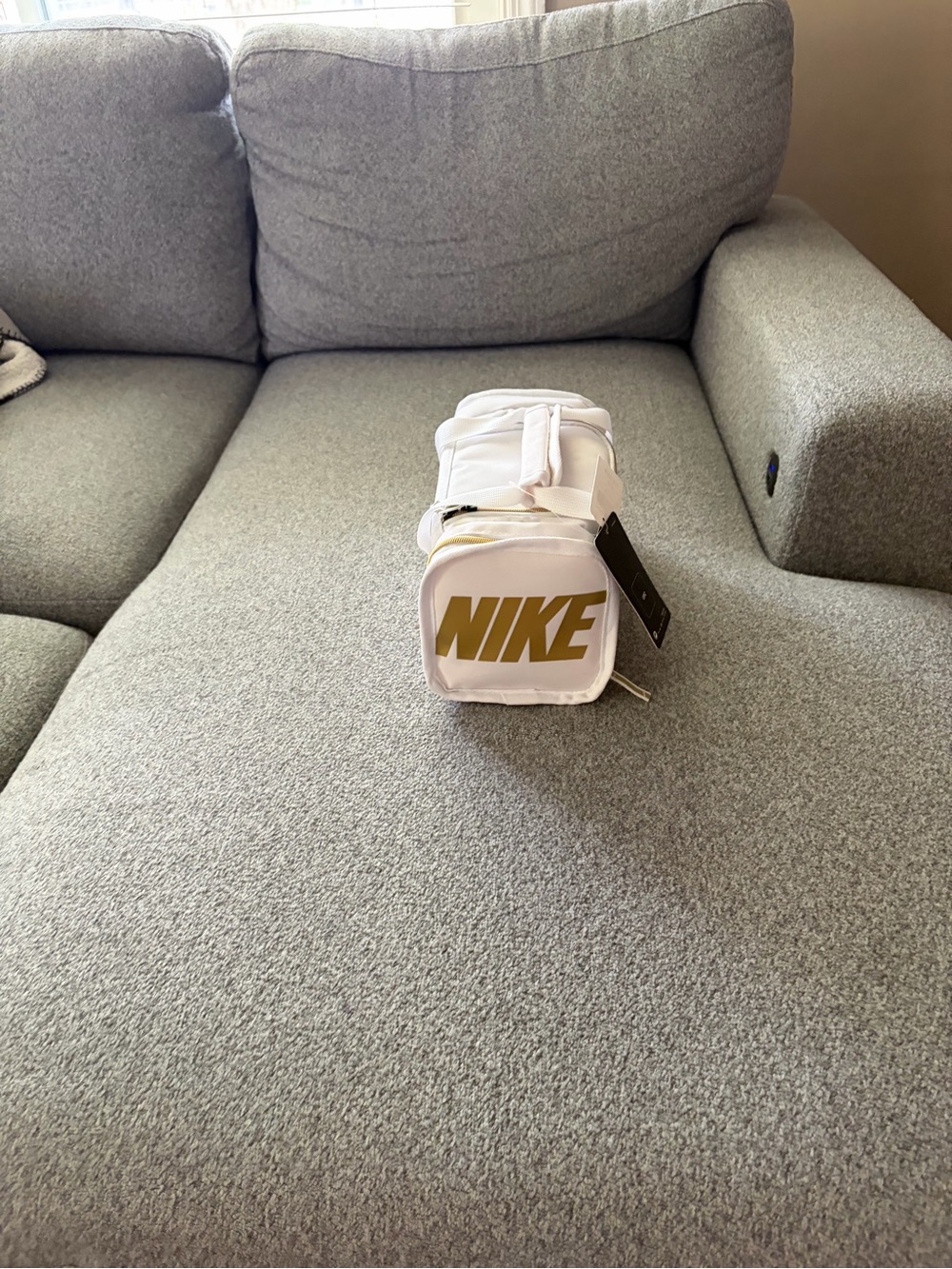 Nike White Bag with Gold Logo